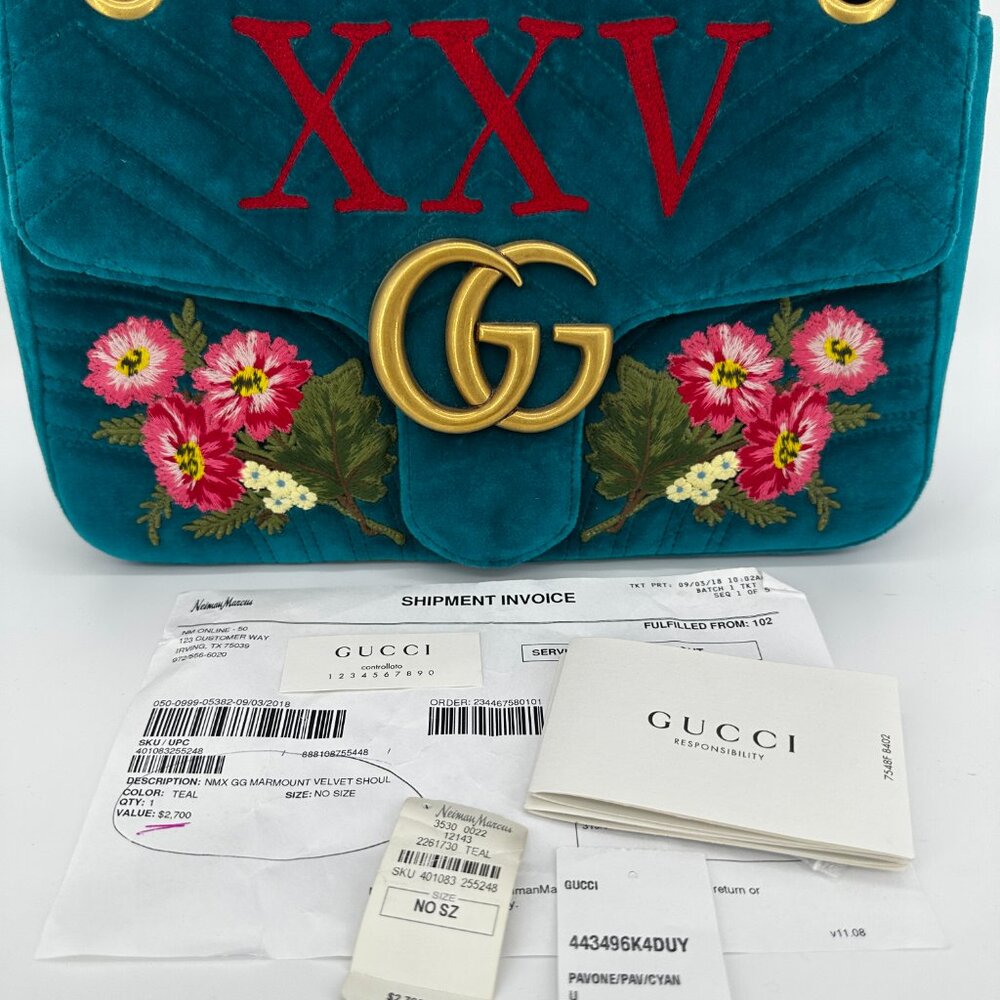 RAREGucci Medium Marmont Bag with Chevron Quilting - (Limited 110th Anniversary) - Picture 7 of 15